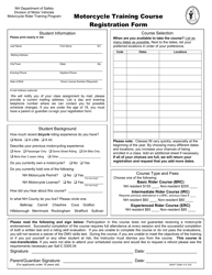 Document preview: Form DSMV414 Motorcycle Training Course Registration Form - New Hampshire