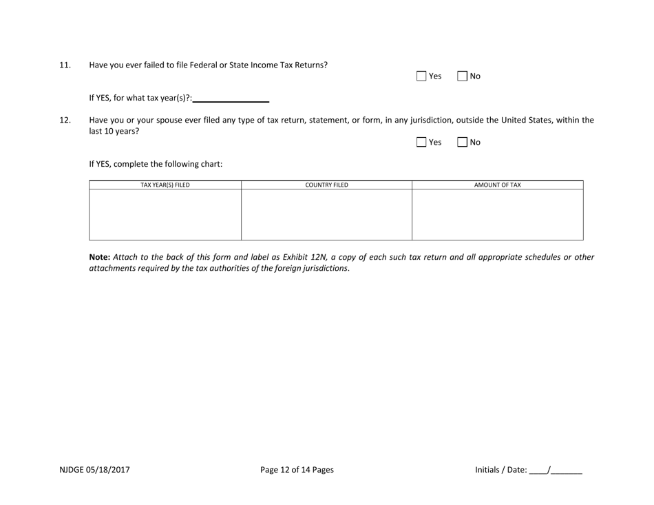 Form 21 New Jersey Supplemental Form to the Multi-Jurisdictional Personal History Disclosure Form - Casino Service Industry Enterprise Qualifiers - New Jersey, Page 13