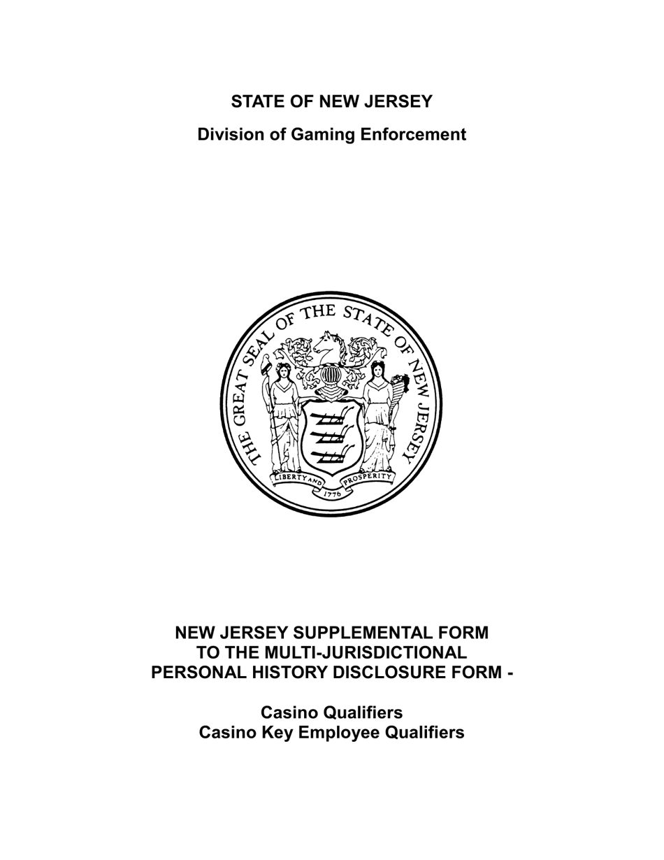 Form 21 New Jersey Supplemental Form to the Multi-Jurisdictional Personal History Disclosure Form - Casino Service Industry Enterprise Qualifiers - New Jersey, Page 1