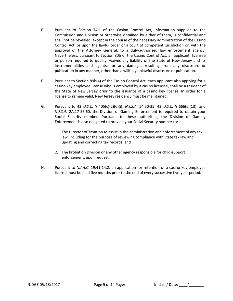 Form 21 New Jersey Supplemental Form to the Multi-Jurisdictional Personal History Disclosure Form - Casino Service Industry Enterprise Qualifiers - New Jersey, Page 6