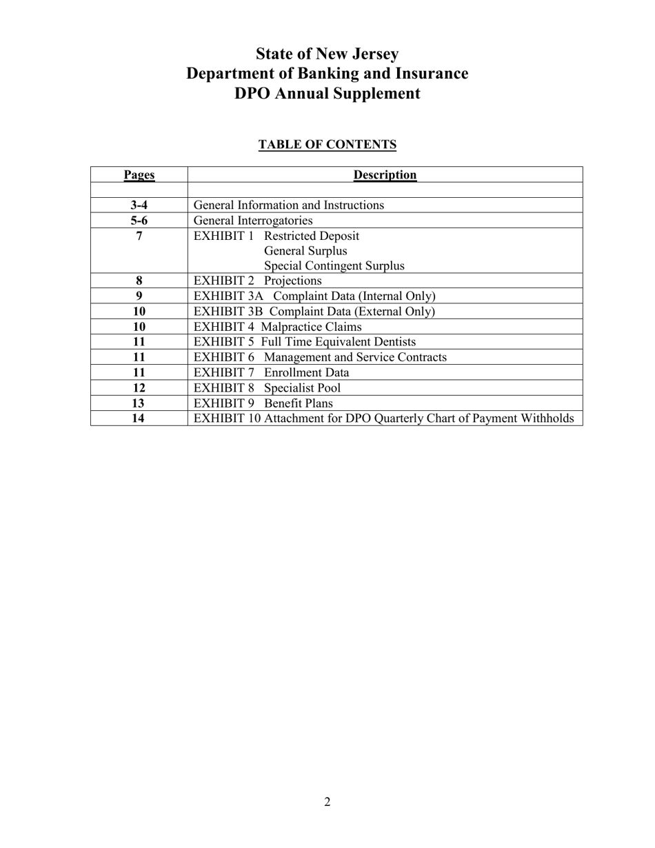Dpo Annual Report Supplement Form - New Jersey, Page 6
