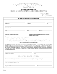 Form HA-1 Eligibility Application, Hearing Aid Assistance for the Aged and Disabled (Haaad) - New Jersey