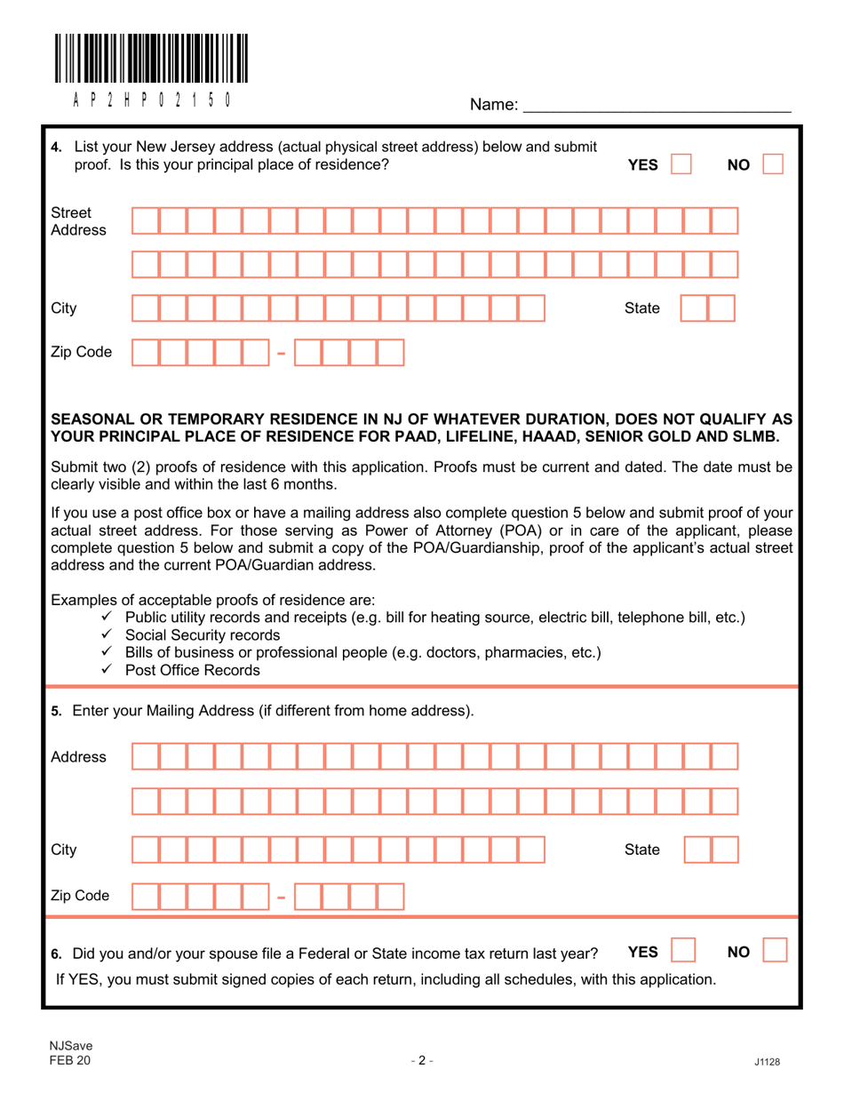 Form NJSAVE Fill Out, Sign Online and Download Printable PDF, New