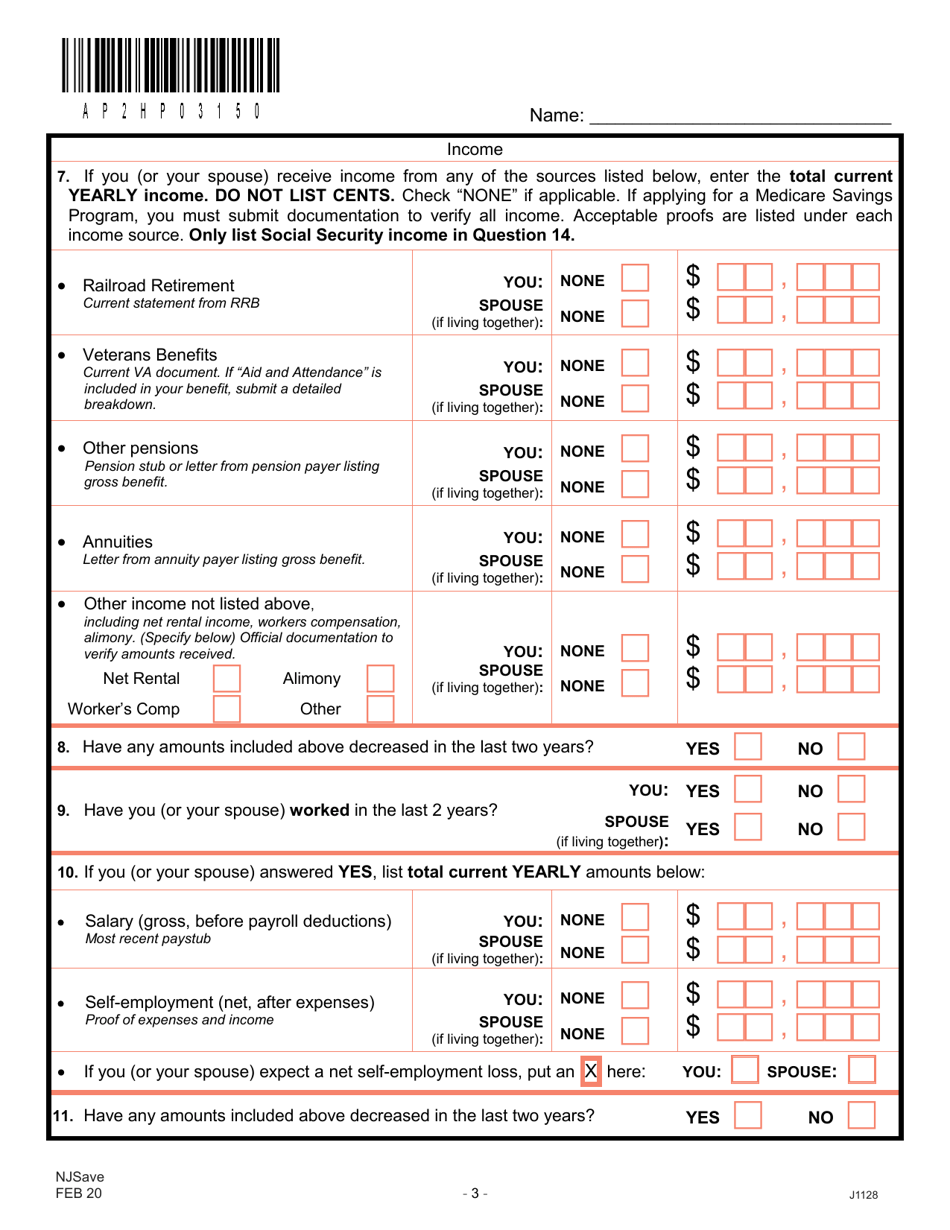 Form NJSAVE Njsave Application for Paad, Senior Gold and Other Programs That Help With Medicare Premium, Utilities and Other Living Expenses - New Jersey, Page 7