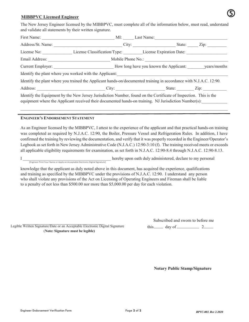 Form BPVC-003 Application for Stationary, Power and Refrigeration Engineer, Boiler and Special Operator License - New Jersey, Page 8