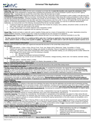 Form OS/SS-UTA Universal Title Application - New Jersey, Page 2