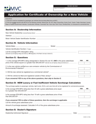 Document preview: Form OS/SS-14 Application for Certificate of Ownership for a New Vehicle - New Jersey