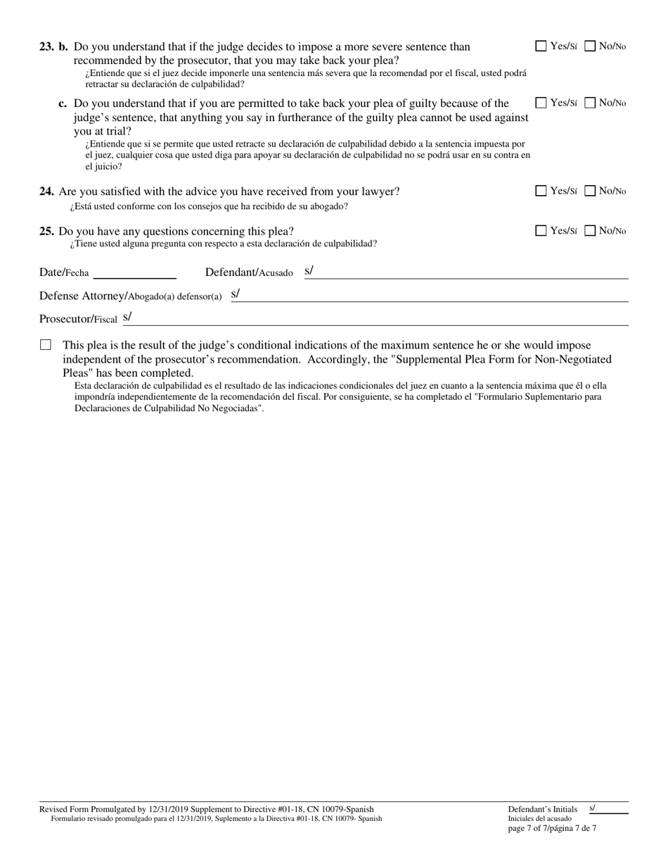 Form 10079 Plea Form - New Jersey (English / Spanish), Page 7