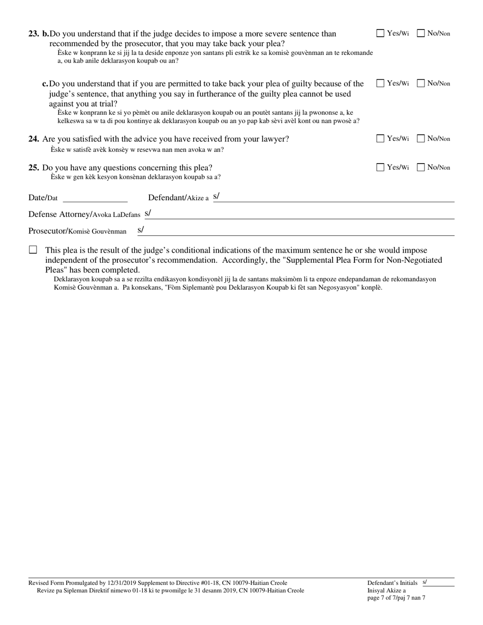 Form 10079 Plea Form - New Jersey (English / Haitian Creole), Page 7