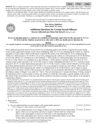 Form 10080 Additional Questions for Certain Sexual Offenses - New Jersey (English/Haitian Creole)