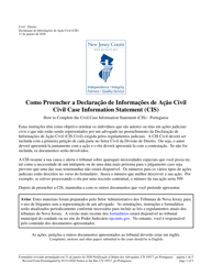Document preview: Form 10517 Civil Case Information Statement (Cis) - New Jersey (English/Portuguese)