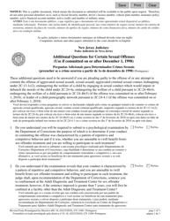 Document preview: Form 11081 Additional Questions for Certain Sexual Offenses Committed on or After December 1, 1998 - New Jersey (English/Portuguese)