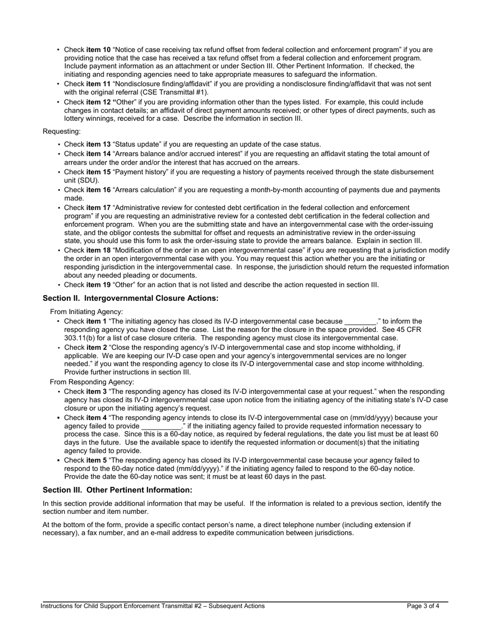 Child Support Enforcement Transmittal #2 - Subsequent Actions, Page 5