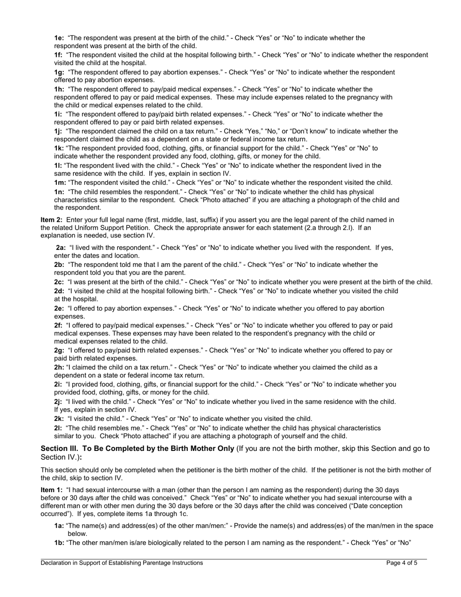 Declaration in Support of Establishing Parentage, Page 9