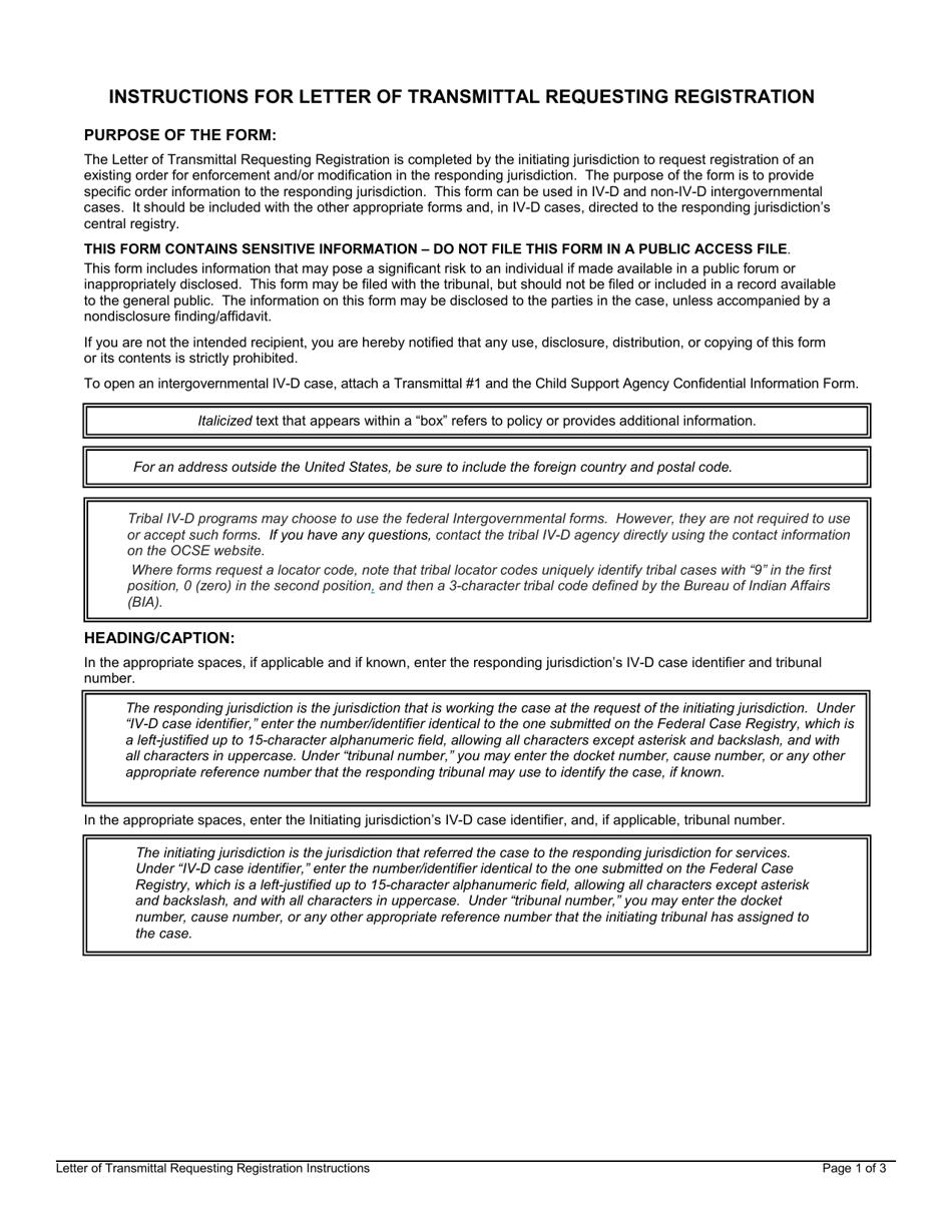 Letter of Transmittal Requesting Registration, Page 3