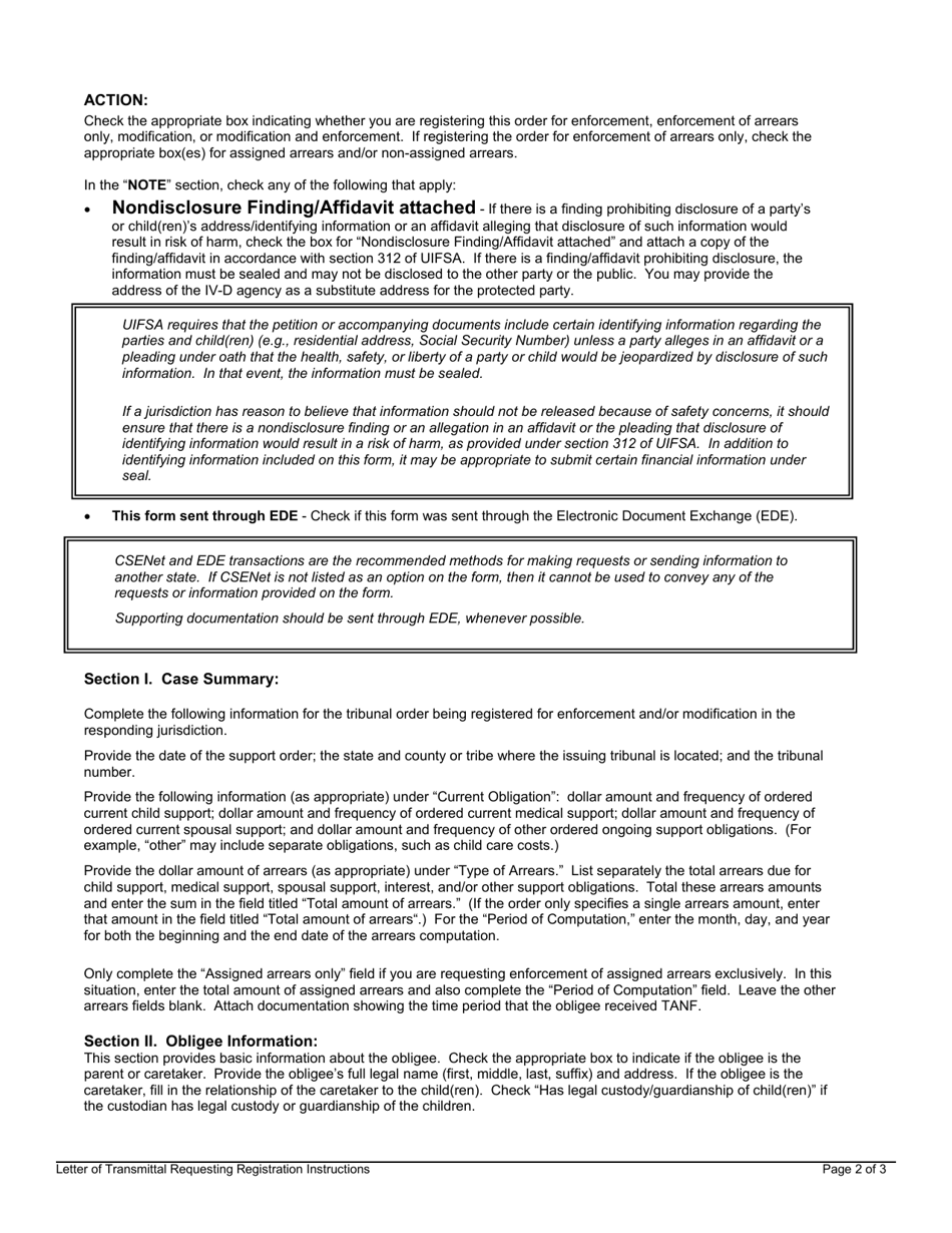 Letter of Transmittal Requesting Registration, Page 4