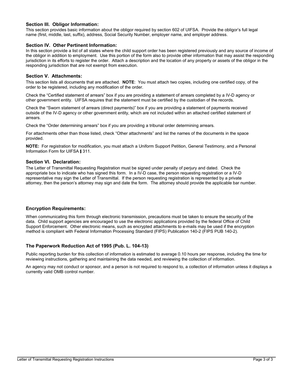 Letter of Transmittal Requesting Registration, Page 5