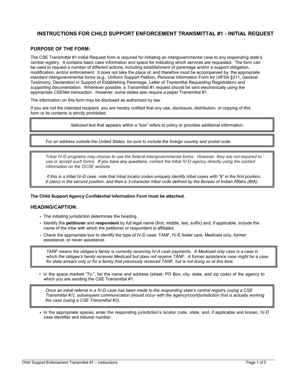Child Support Enforcement Transmittal #1 - Initial Request, Page 3