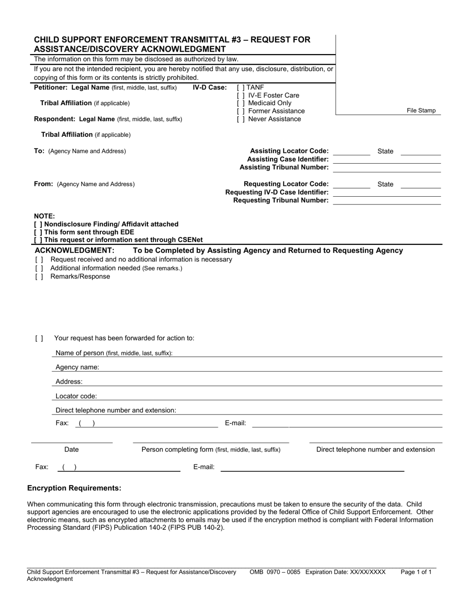 Child Support Enforcement Transmittal #3 - Request for Assistance / Discovery, Page 3