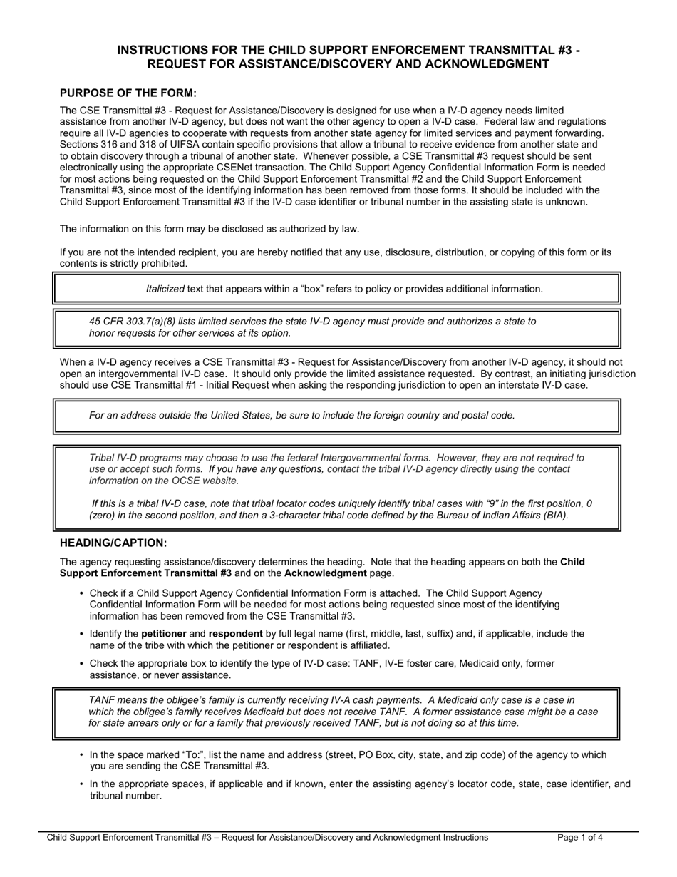 Child Support Enforcement Transmittal #3 - Request for Assistance / Discovery, Page 4