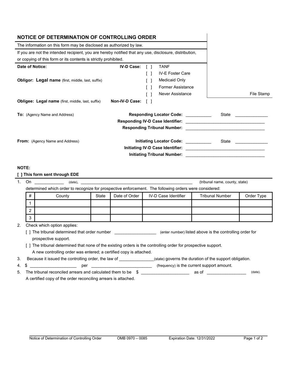 Notice of Determination of Controlling Order - Fill Out, Sign Online ...