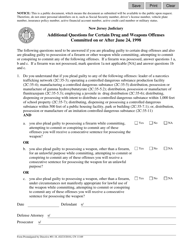 Document preview: Form 11169 Additional Questions for Certain Drug and Weapons Offenses Committed on or After June 24, 1998 - New Jersey