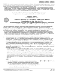 Form 11169 Additional Questions for Certain Drug and Weapons Offenses Committed on or After June 24, 1998 - New Jersey (English/Spanish)