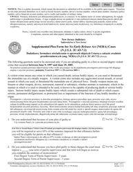 Document preview: Form 11170 Supplemental Plea Form for No Early Release Act (Nera) Cases (N.j.s.a. 2c:43-7.2) - New Jersey (English/Polish)