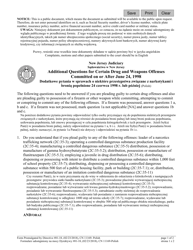 Document preview: Form 11169 Additional Questions for Certain Drug and Weapons Offenses Committed on or After June 24, 1998 - New Jersey (English/Polish)