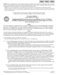 Document preview: Form 11172 Supplemental Plea Form for Graves Act Offenses (N.j.s.a. 2c:43-6c) - New Jersey (English/Portuguese)