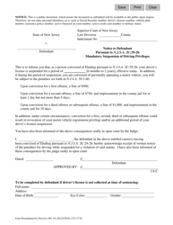 Document preview: Form 11710 Notice to Defendant Pursuant to N.j.s.a. 2c:29-2b Mandatory Suspension of Driving Privileges - New Jersey