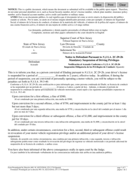 Document preview: Form 11710 Notice to Defendant Pursuant to N.j.s.a. 2c:29-2b - Mandatory Suspension of Driving Privileges - New Jersey (English/Spanish)