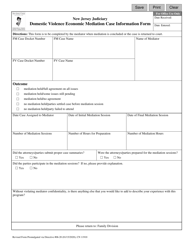 Document preview: Form 11910 Domestic Violence Economic Mediation Case Information Form - New Jersey