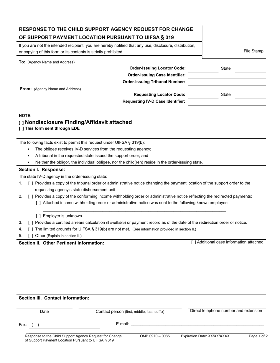 Child Support Agency Request for Change of Support Payment Location Pursuant to Uifsa 319, Page 3