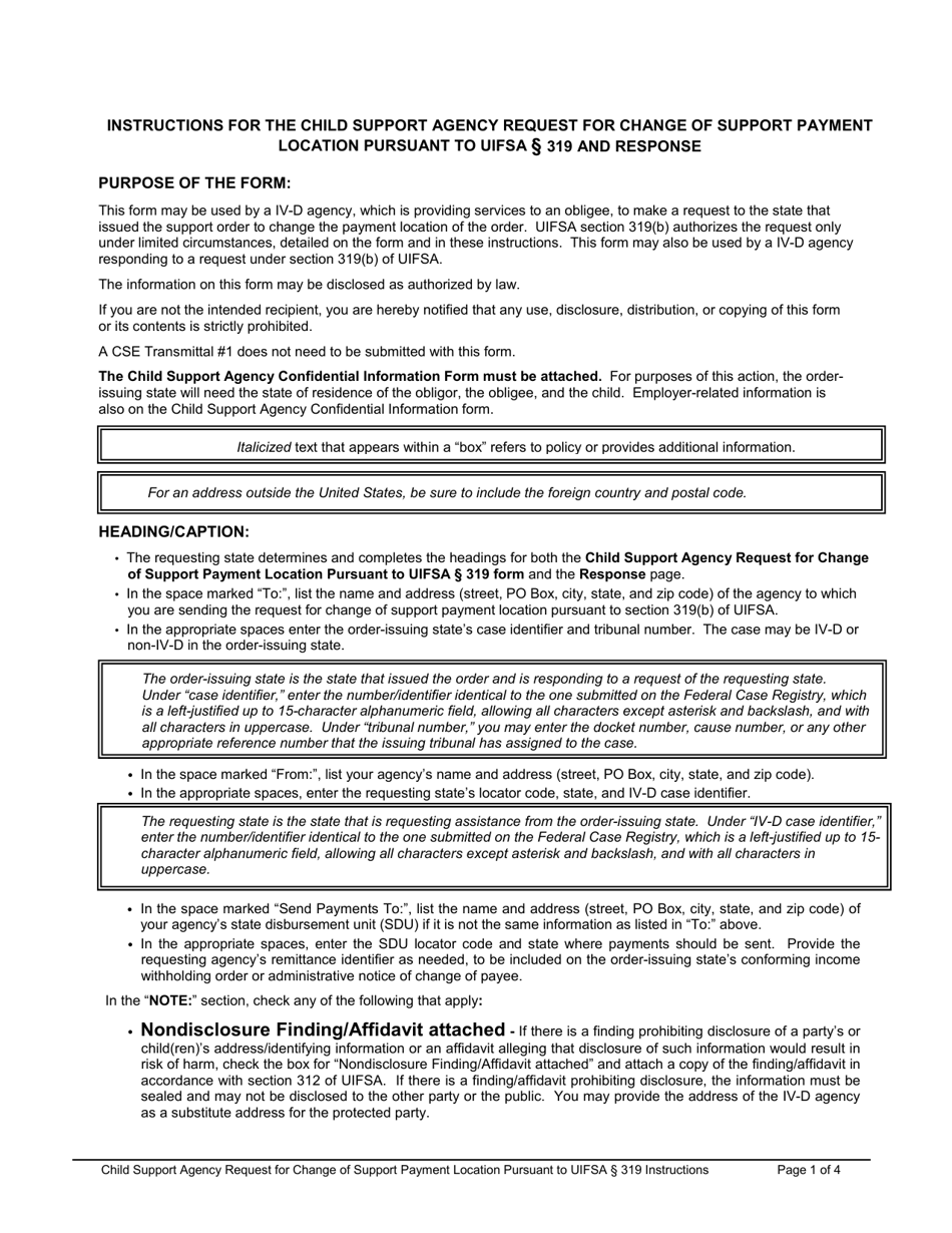 Child Support Agency Request for Change of Support Payment Location Pursuant to Uifsa 319, Page 5