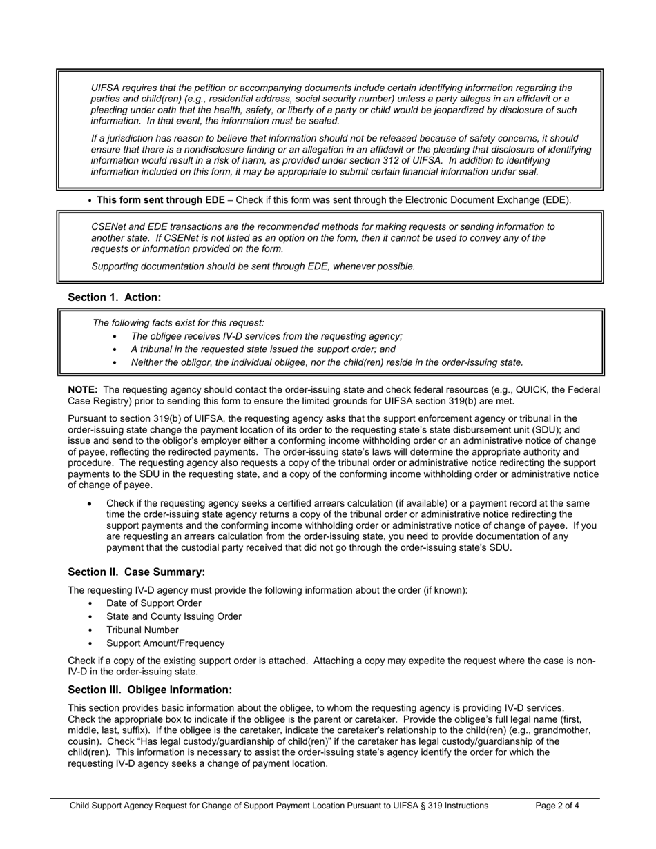Child Support Agency Request for Change of Support Payment Location Pursuant to Uifsa 319, Page 6