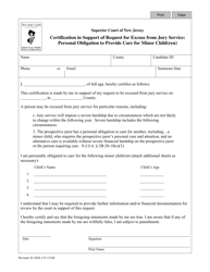Document preview: Form 12140 Certification in Support of Request for Excuse From Jury Service: Personal Obligation to Provide Care for Minor Child(Ren) - New Jersey