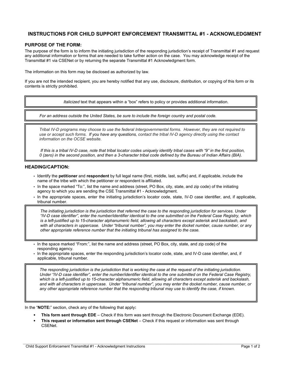 Child Support Enforcement Transmittal #1 - Initial Request Acknowledgment, Page 3
