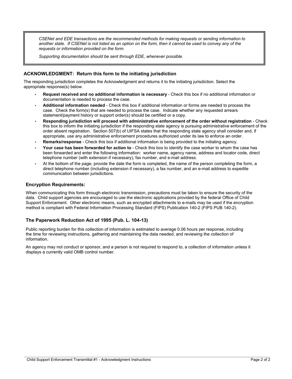 Child Support Enforcement Transmittal #1 - Initial Request Acknowledgment, Page 4