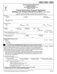 Form 12305 Pretrial Intervention Program Application - New Jersey (English/Haitian Creole)