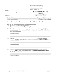 Form 12443 Indian Child Welfare Act (Icwa) Supplemental Order - New Jersey