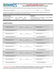 Form LAB06 ENVIRONMENTAL Unknown Environmental Sample Pre-screening Worksheet and Chain of Custody - New Jersey, Page 2