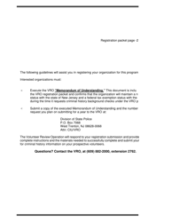 Registration Packet for the Volunteer Review Operation (Vro) - New Jersey, Page 2