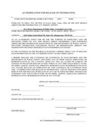 &quot;Authorization for Release of Information&quot; - New Mexico