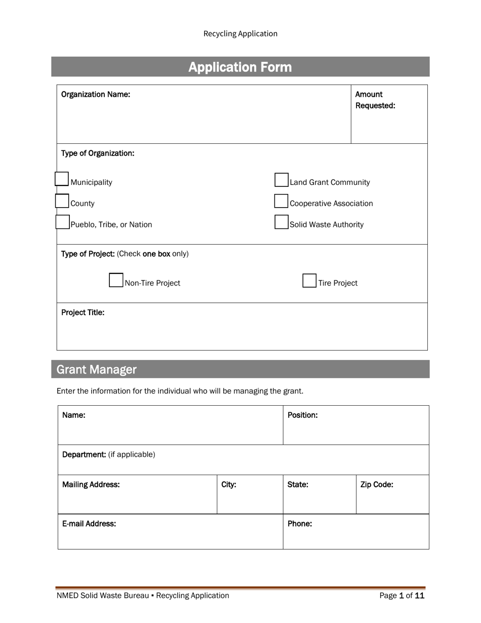 Recycling and Illegal Dumping Grant Application Form - New Mexico, Page 10