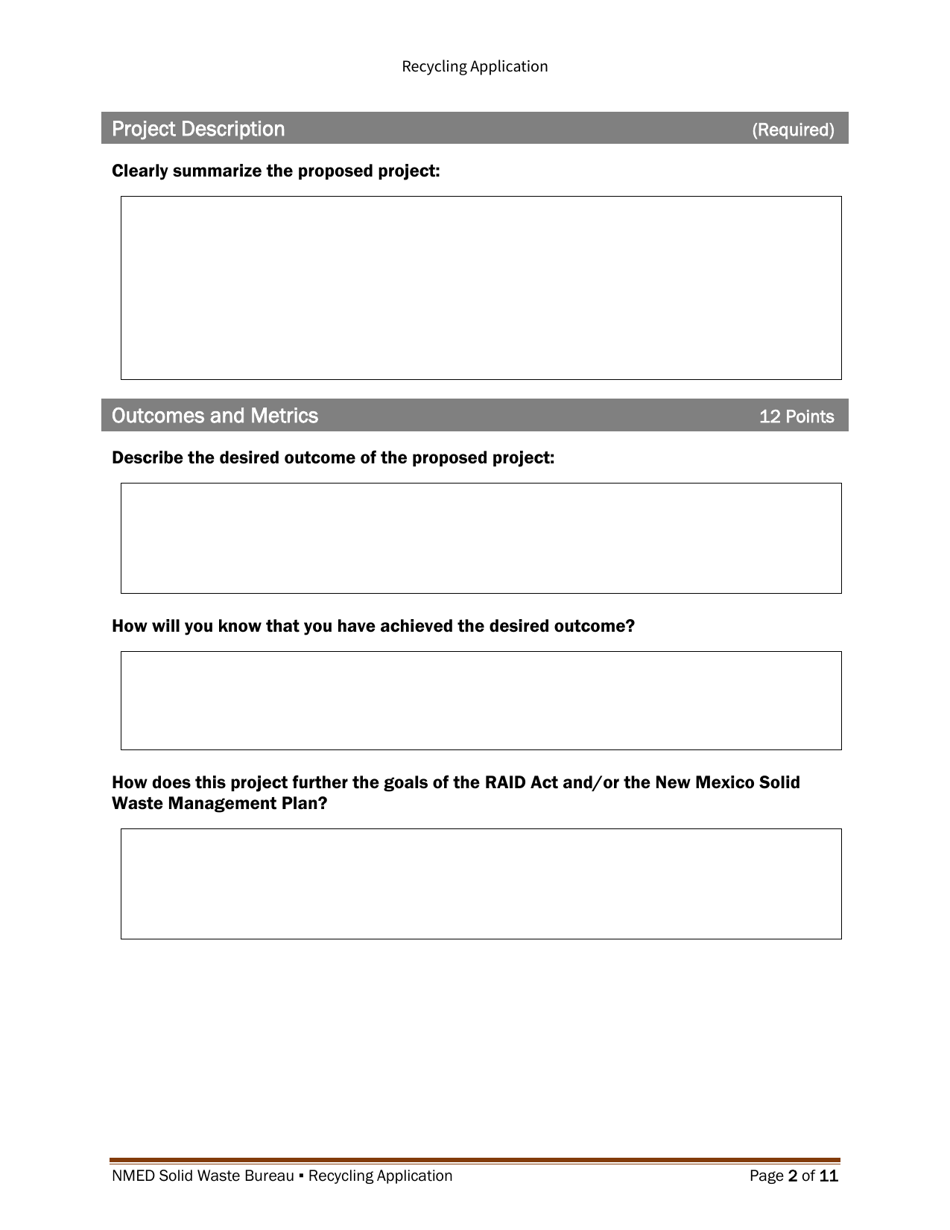 Recycling and Illegal Dumping Grant Application Form - New Mexico, Page 11