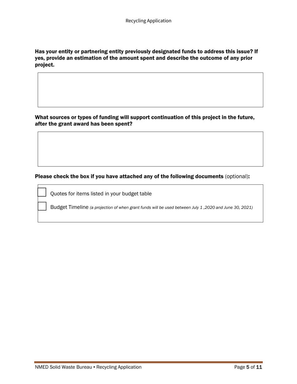 Recycling and Illegal Dumping Grant Application Form - New Mexico, Page 14