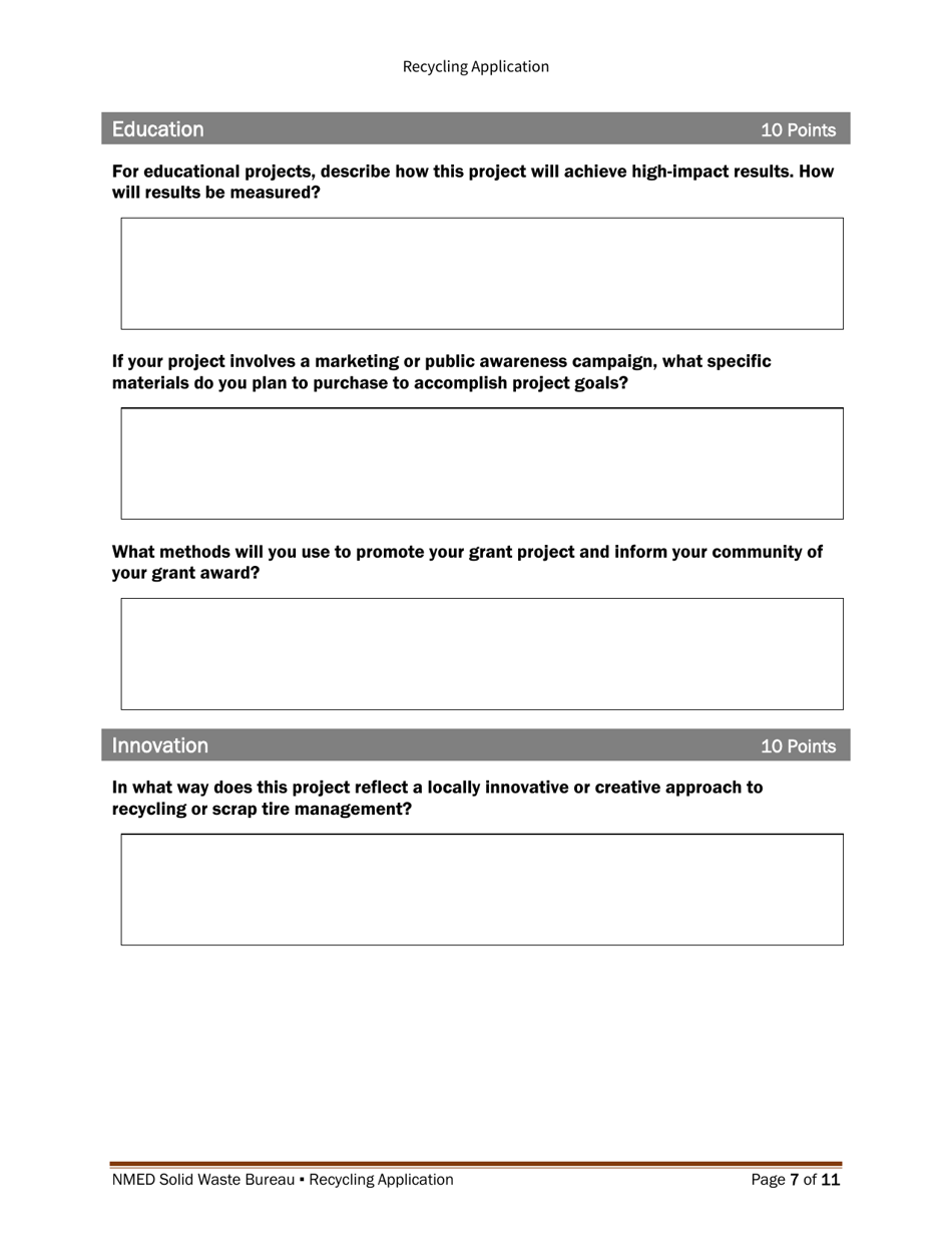 Recycling and Illegal Dumping Grant Application Form - New Mexico, Page 16