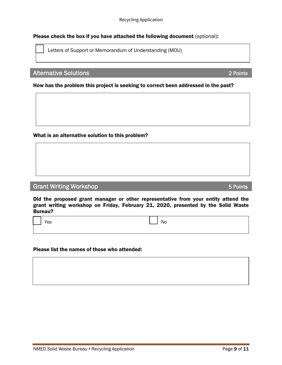 Recycling and Illegal Dumping Grant Application Form - New Mexico, Page 18