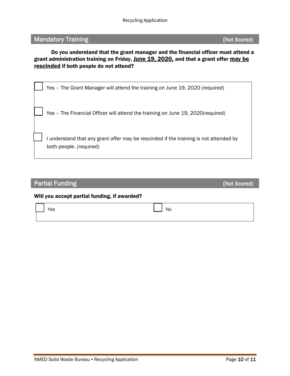 Recycling and Illegal Dumping Grant Application Form - New Mexico, Page 19